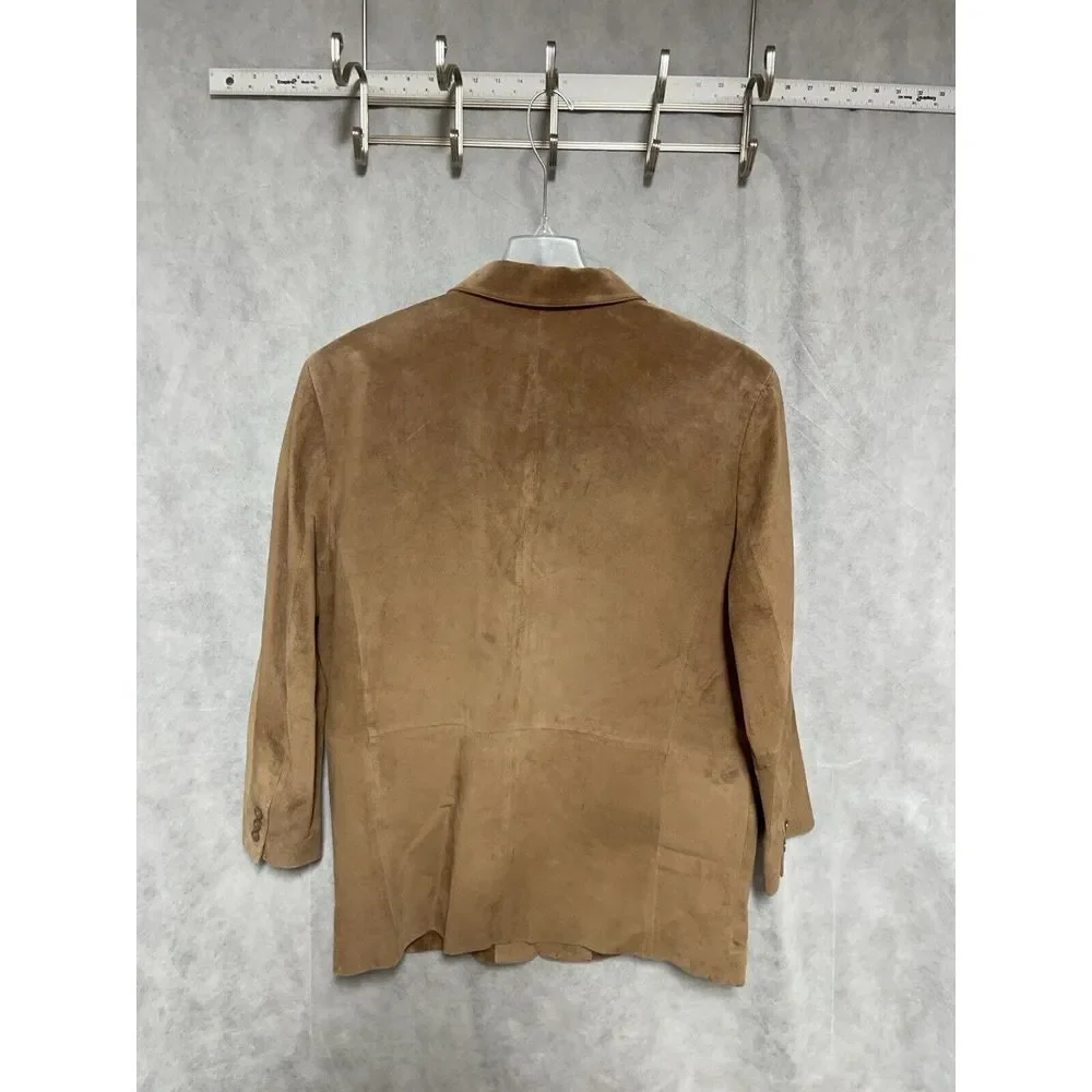 Jones New York Blazer Men 44R Camel Brown Leather Suede City Coat Jacket Outdoor